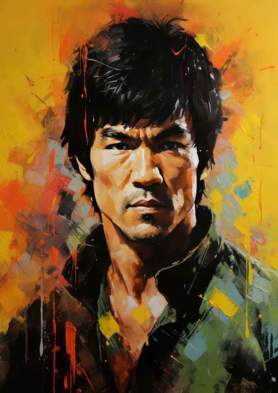 Virtual Shadows Bruce Lee Very colourful | Metal Poster