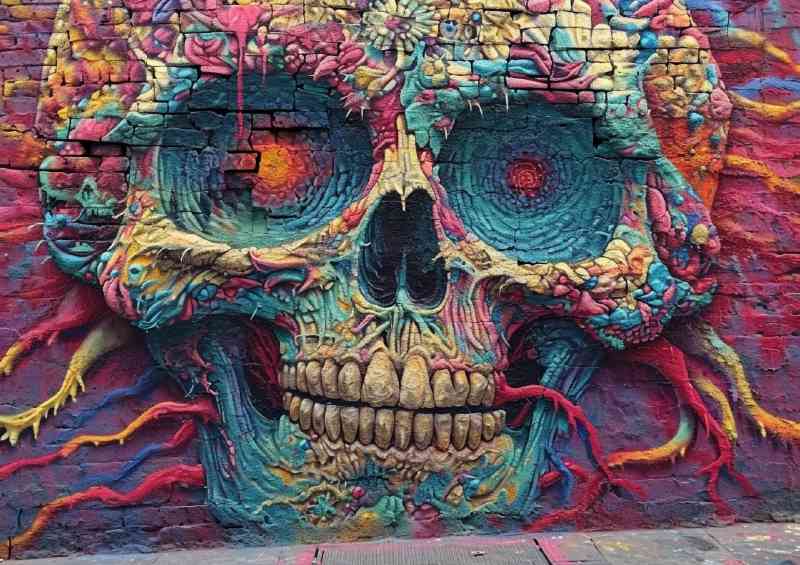 psychedelic life skull art | Metal Poster