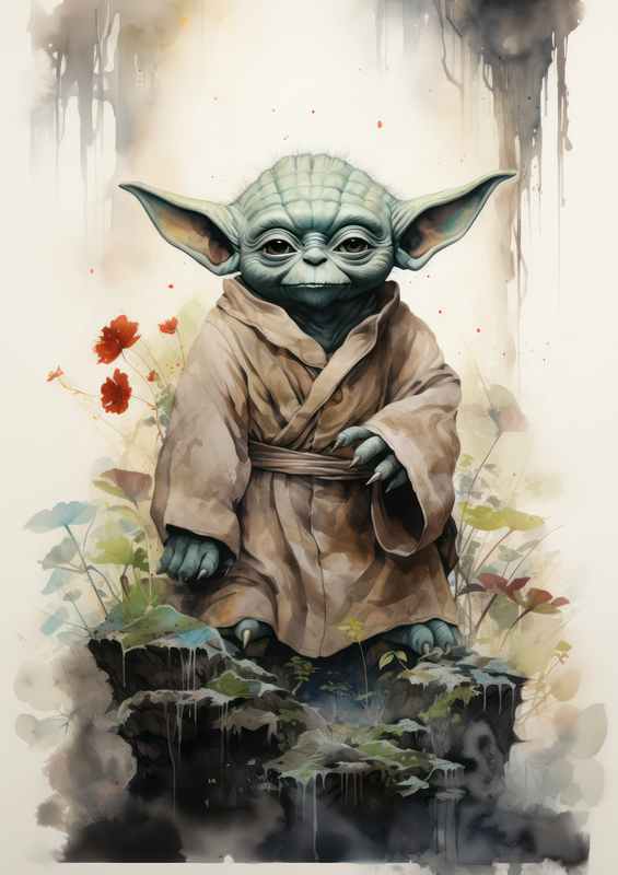 Yoda Japanese ink An Adventure Awaits | Metal Poster