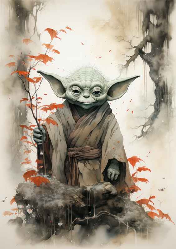 Yoda Japanese ink style | Metal Poster