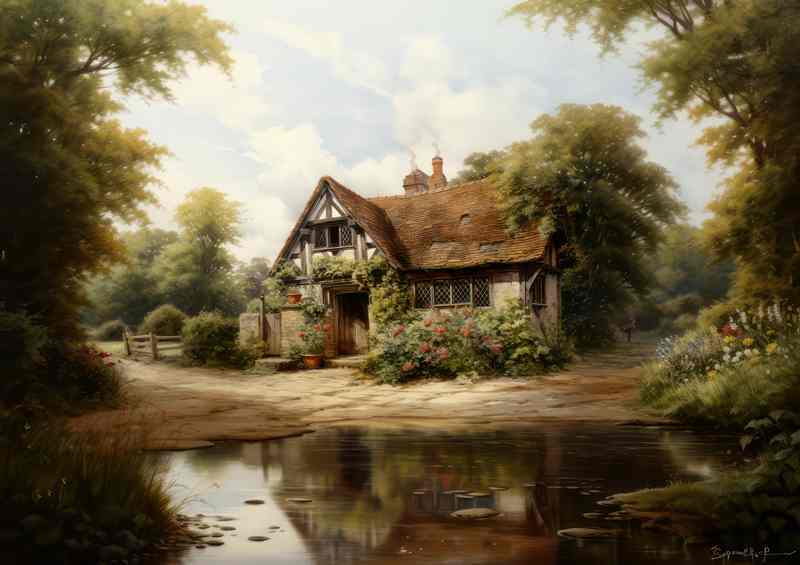Historic Charm Picturesque Old English Rural Beauty | Metal Poster