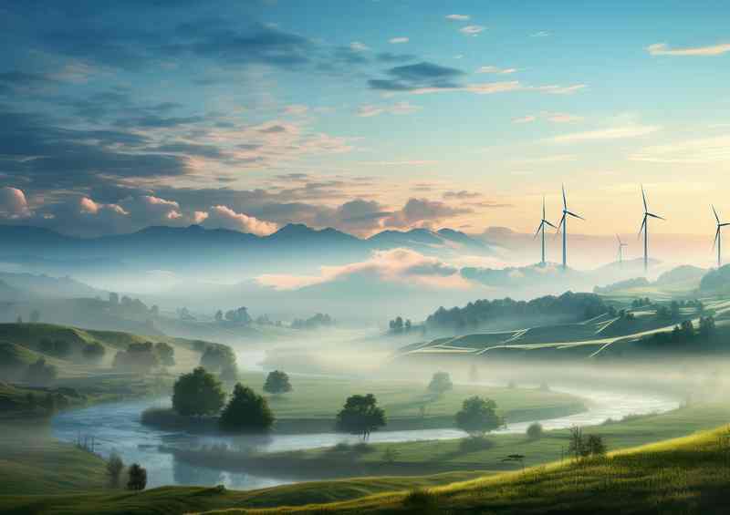 Lullaby of the Landscape Windturbines in The Distance | Metal Poster