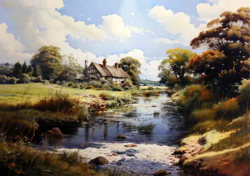 Picturesque Serenity Old English Rural Beauty | Metal Poster