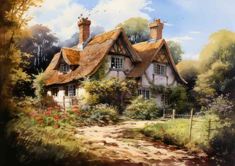 Quintessential Charm Old English Countryside Dwelling | Metal Poster