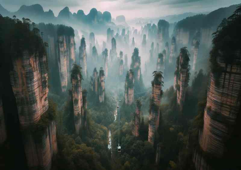 Wulingyuan Sandstone Misty Valleys Metal Poster