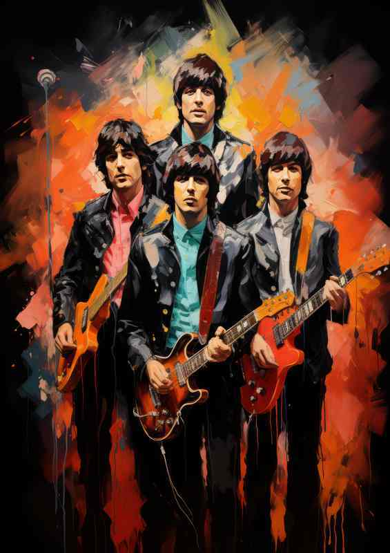 Beatles group Very colourful splast of art | Metal Poster