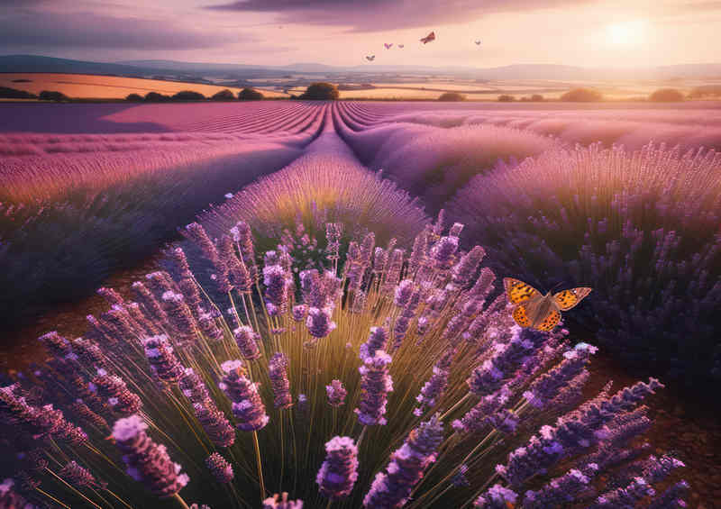 Lavenders breeze in a british field filled with purples | Metal Poster