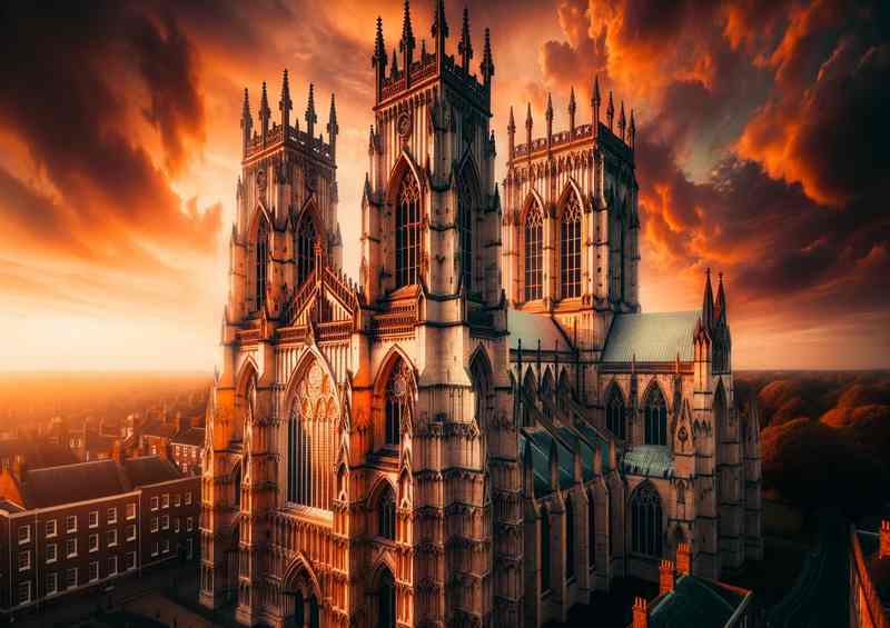 Gothic Cathedral Metal Poster | York Minster - Golden Hour