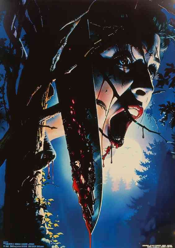 1980s horror movie poster big blade woman screaming | Metal Poster