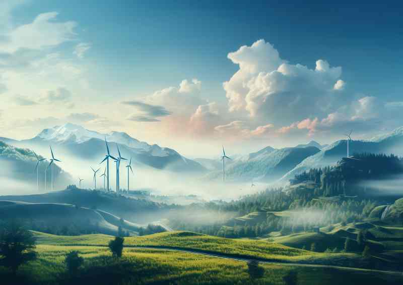 Wind Turbines And Fields In The Countryside | Metal Poster