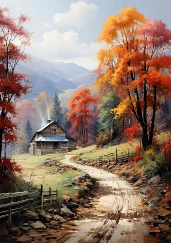 Enchanting Rural Abode In The Autumn | Metal Poster