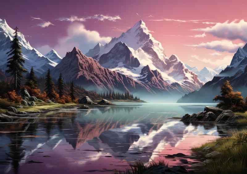 Mountian Peaks in pastels | Metal Poster