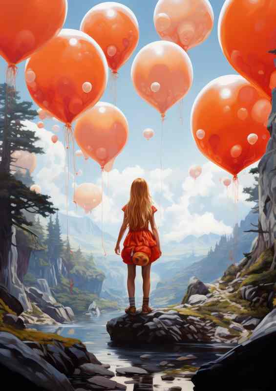 Girl Letting Go Of The Red Ballon | Metal Poster