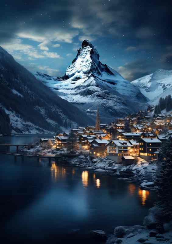 Majestic Matterhorn Vibrant Zurich City | Metal Poster