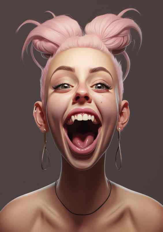 Caricature of Billie ellish pink hair | Metal Poster