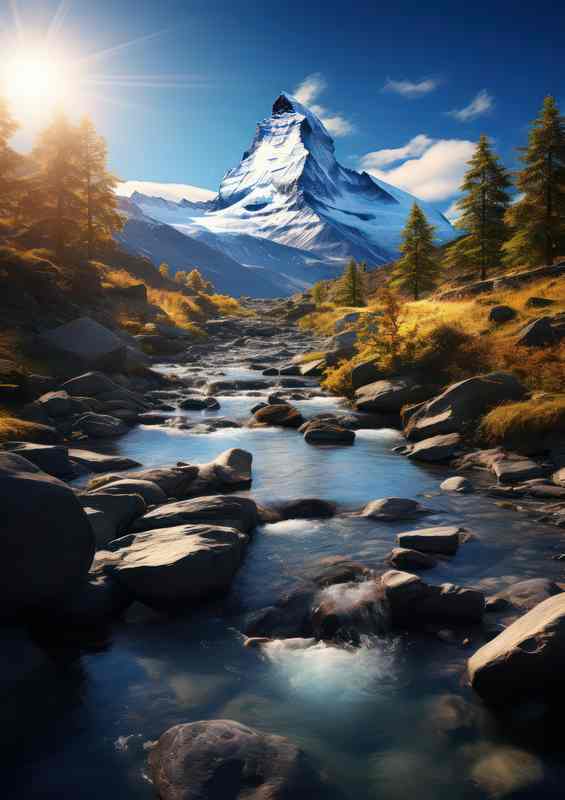 Matterhorn bathed in Evening Light | Metal Poster