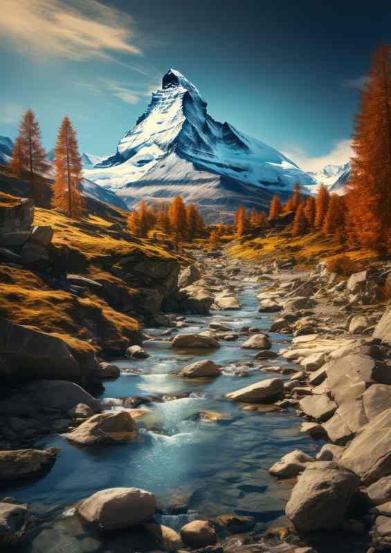 Matterhorn in Background in Early Evening | Metal Poster
