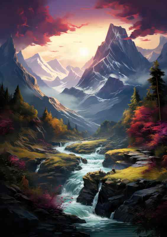 Mountain Creek In Morning Light | Metal Poster