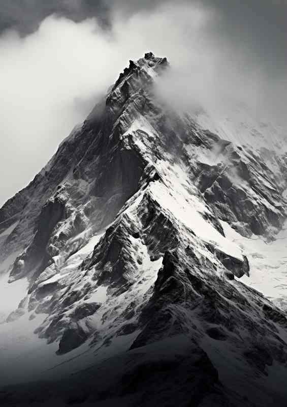 Mountain Ridge Topped Off With Snow | Metal Poster