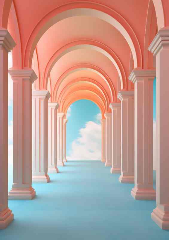 A Room with an archway covered in pink paint | Metal Poster