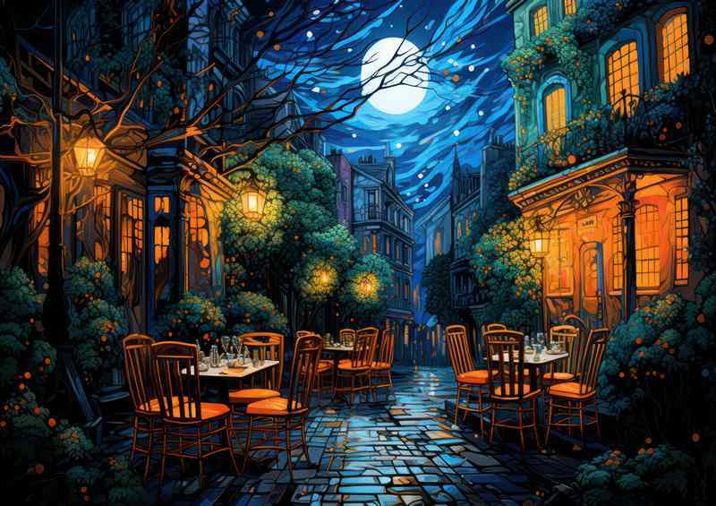 Midnight Melodies Harmonize in the Vibrant Cafe | Metal Poster