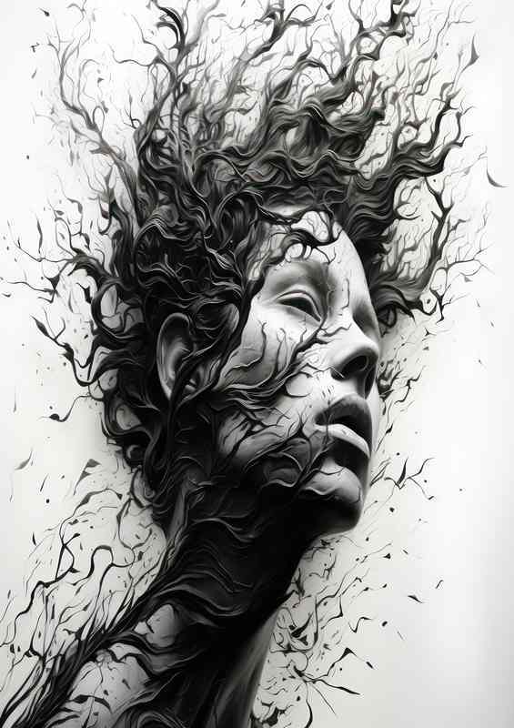 Branching Beauty Womans Face Entwined with Nature | Metal Poster