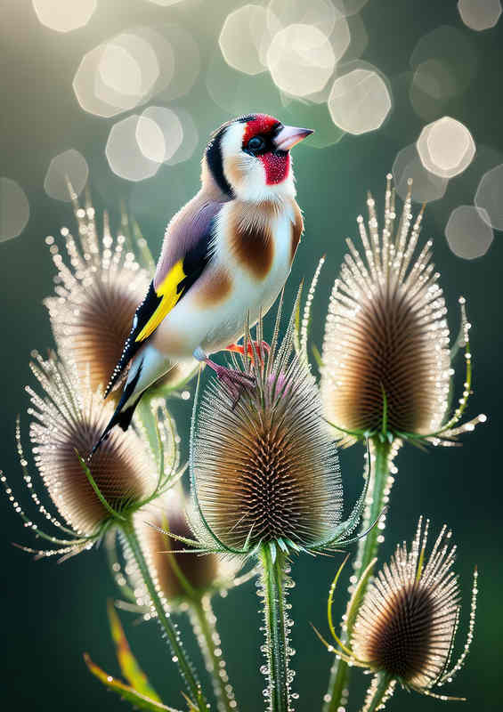Goldfinch Elegance on Thistle | Metal Poster