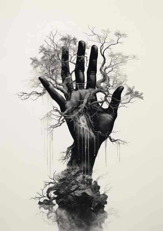 Natures Grasp Hand Intertwined with Branches | Metal Poster
