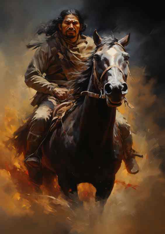 Tribal Horse Rider Exploring Untamed Wilderness | Metal Poster