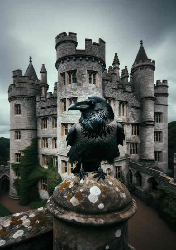 Ravens Castle Roost Metal Poster | Castle Turret Perch