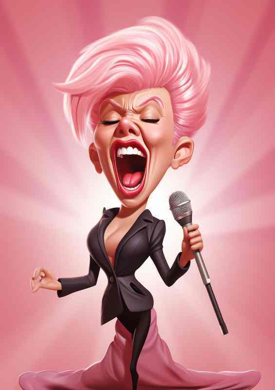 Caricature of Pink the singer | Metal Poster
