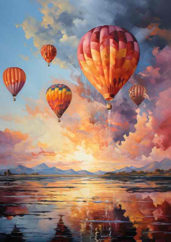 Floating Wonders Colorful Balloons Adorn the Sky | Metal Poster