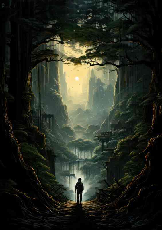 Furry Explorer Navigates Through Forest Landscape | Metal Poster