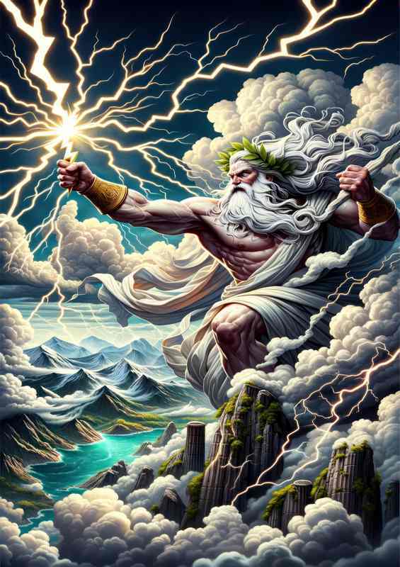 Ancient Greek god Zeus powerful and majestic | Metal Poster