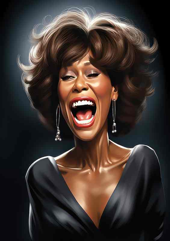 Caricature of Whitney Houston | Metal Poster