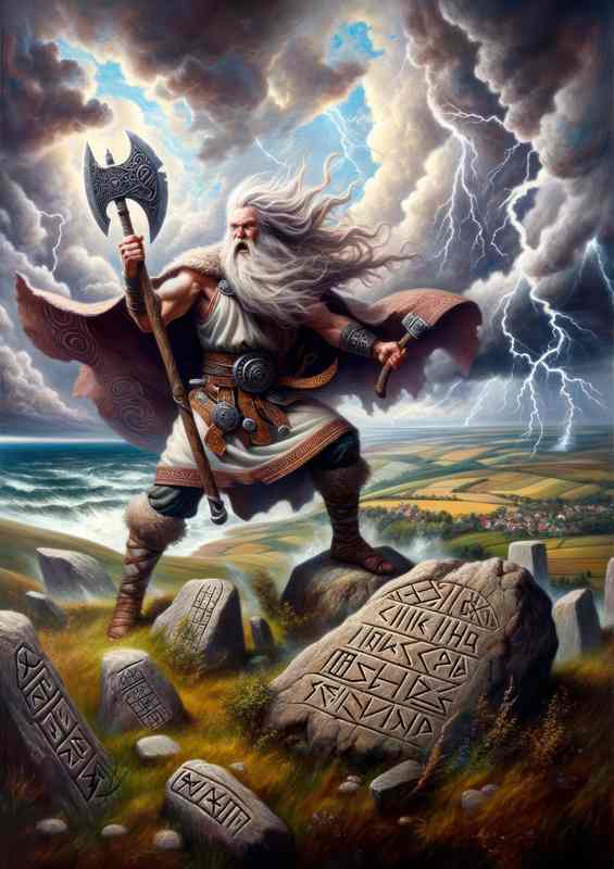 Baltic god Perkūnas thunderous and dynamic | Metal Poster