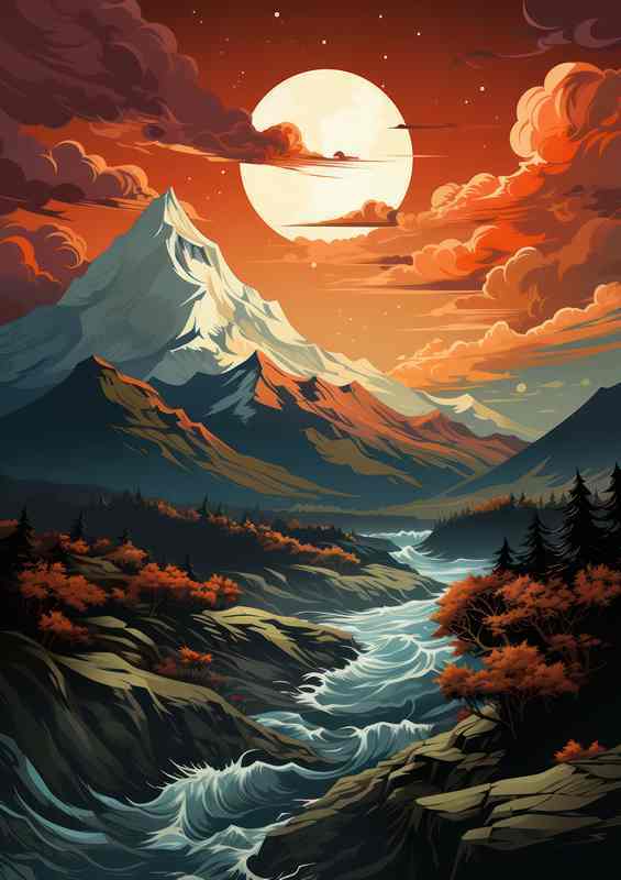 The sun and mountains delight | Metal Poster