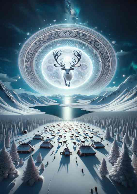 Chukchi Deity Kuut Moon Spirit Luminous Orb Metal Poster