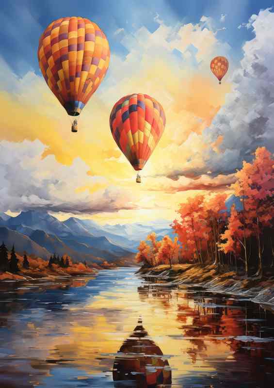 Uplifting Visions Balloons Soaring in the Clear Sky | Metal Poster