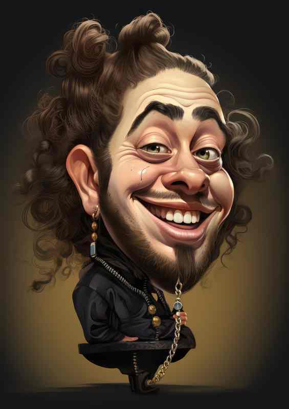Caricature of post Malone a great smile | Metal Poster