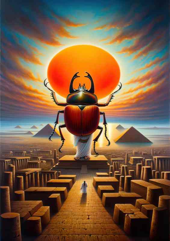 Egyptian god Khepri scarab beetle god of rebirth | Metal Poster