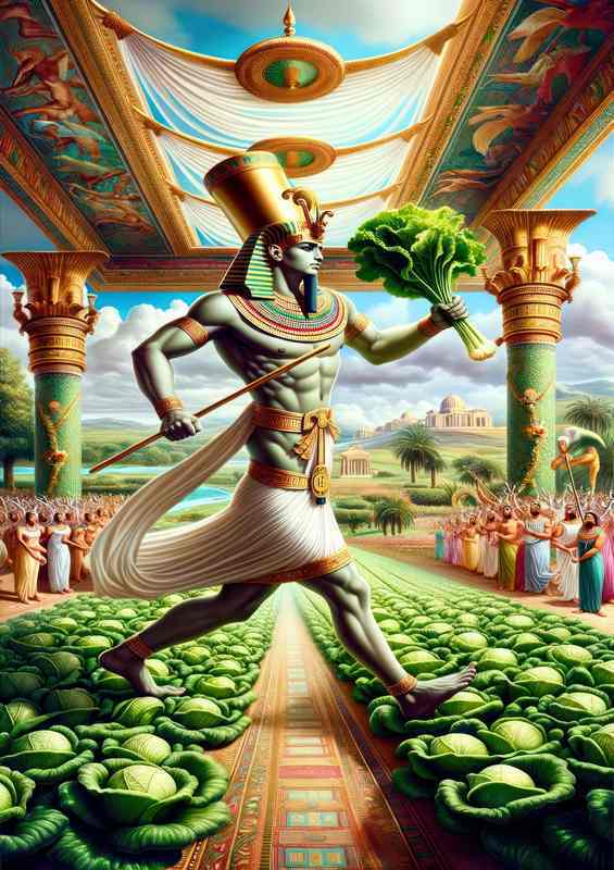 Egyptian god Min god of fertility and lettuce | Metal Poster