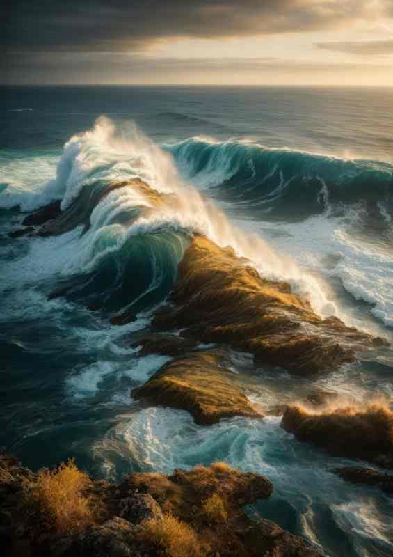 Crashing Waves With Stormy Skies | Metal Poster