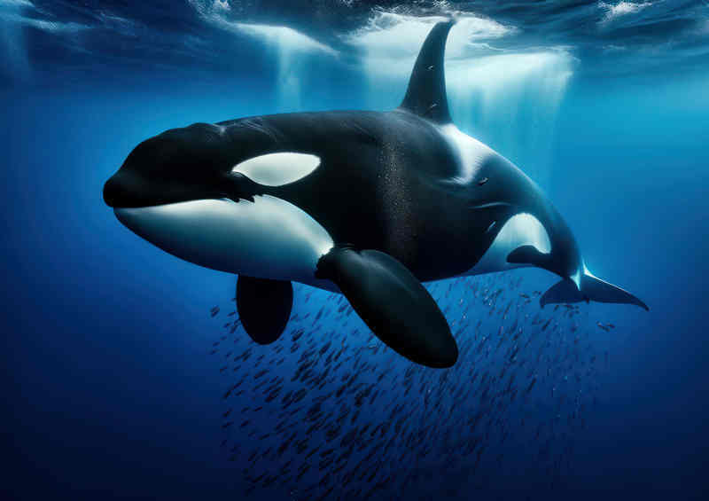 Orcas Majestic Swim Metal Poster