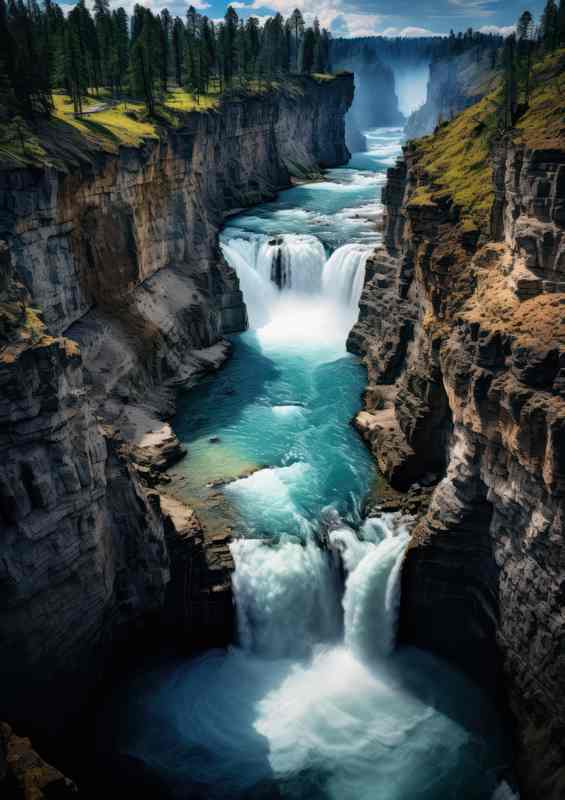 Majestic Yellowstone Canyon Scenic Beauty Unveiled | Metal Poster