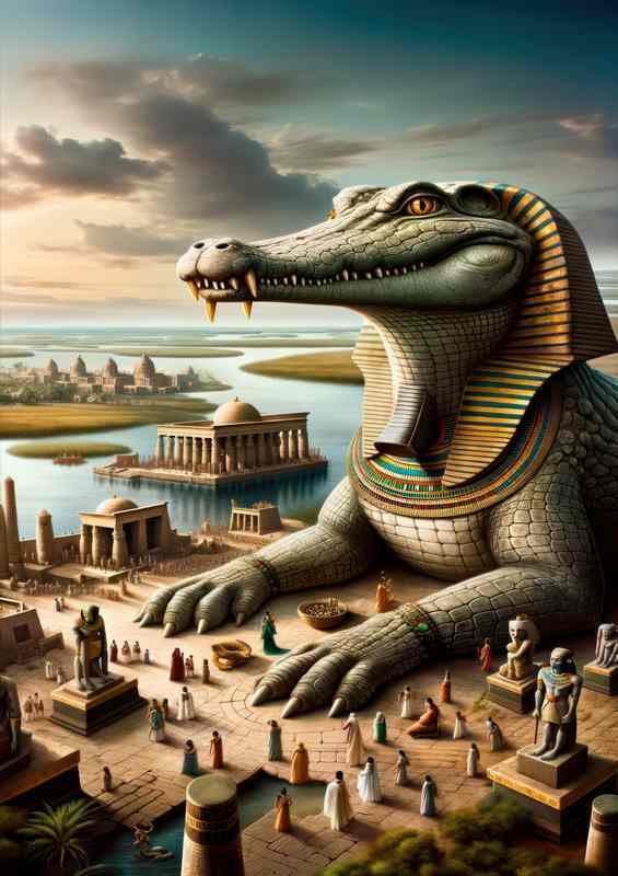 Egyptian god Sobek crocodile deity of strength | Metal Poster