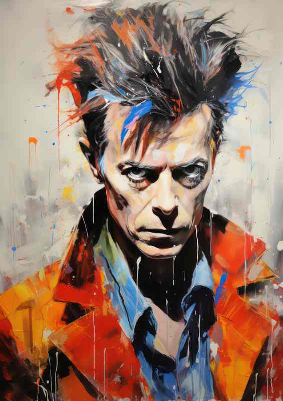 David Bowie Very colourful splash | Metal Poster