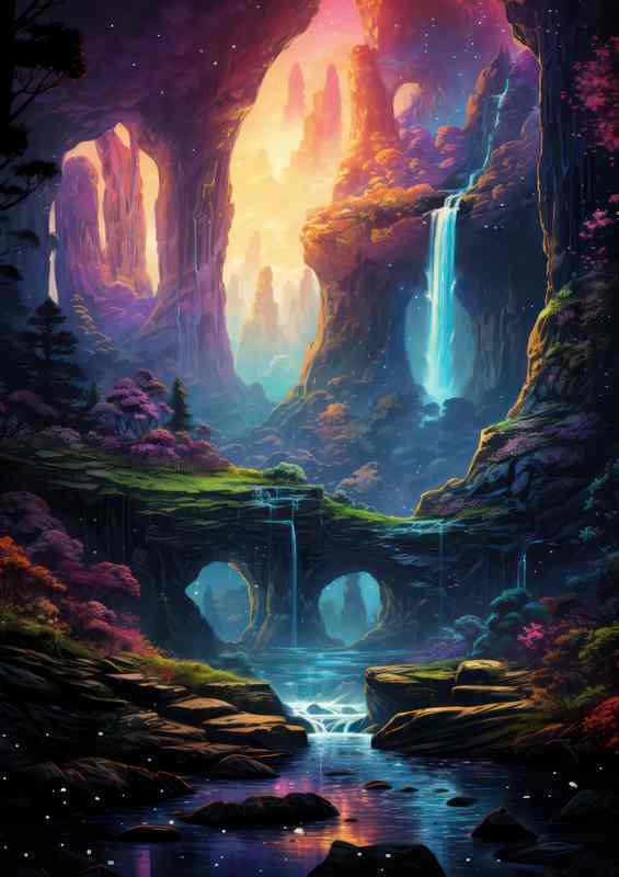 Rainbow Rush Waterfall | Metal Poster