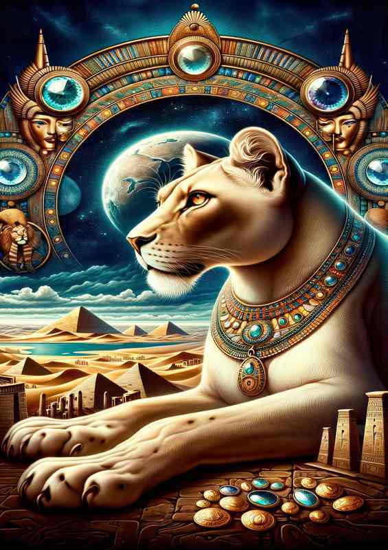 Egyptian goddess Mehit lioness goddess | Metal Poster