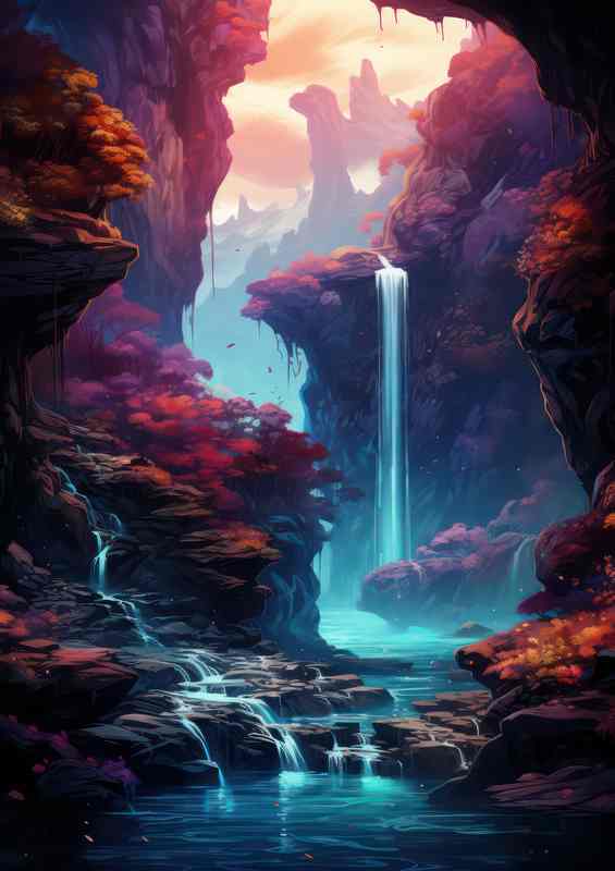 Spectrum of Colour Waterfalls | Metal Poster